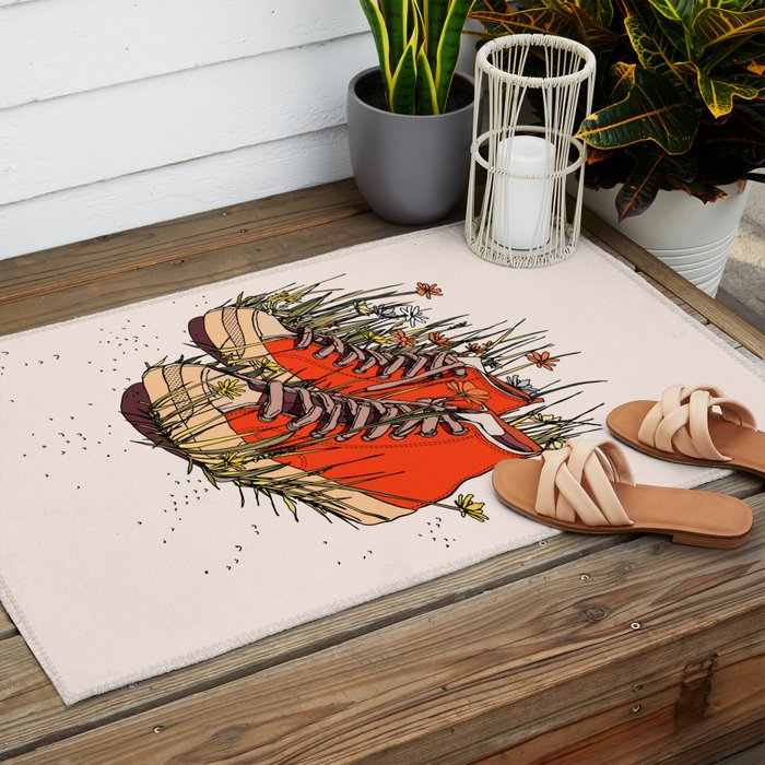 Sneakers Wildflowers Outdoor Rug Gallery Image 2
