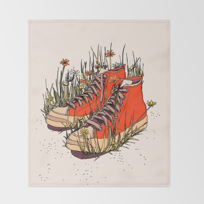 Sneakers Wildflowers Throw Blanket Gallery Image 2