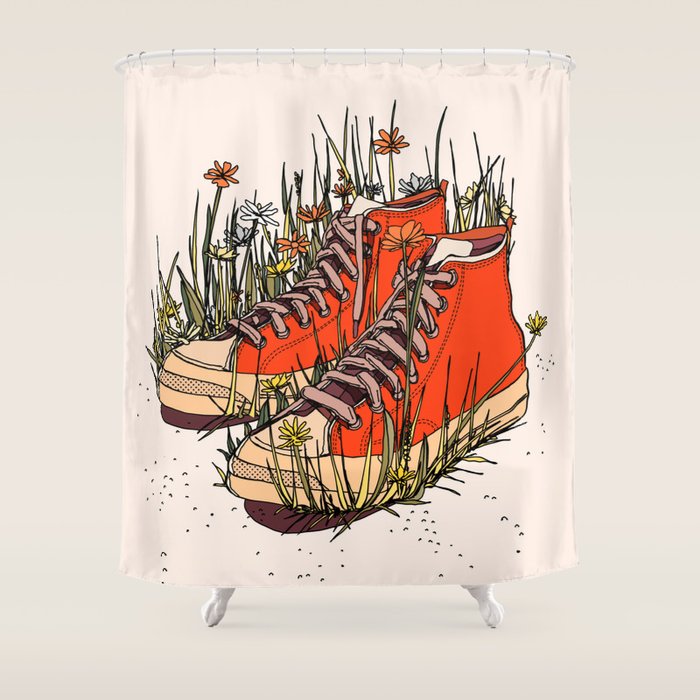 Sneakers Wildflowers Shower Curtain Gallery Image 1