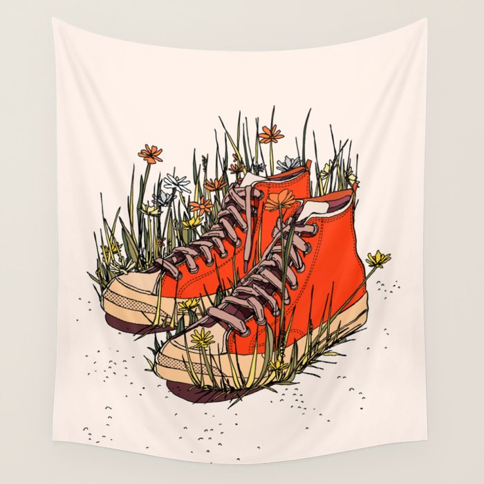 Sneakers Wildflowers Wall Tapestry Gallery Image 4