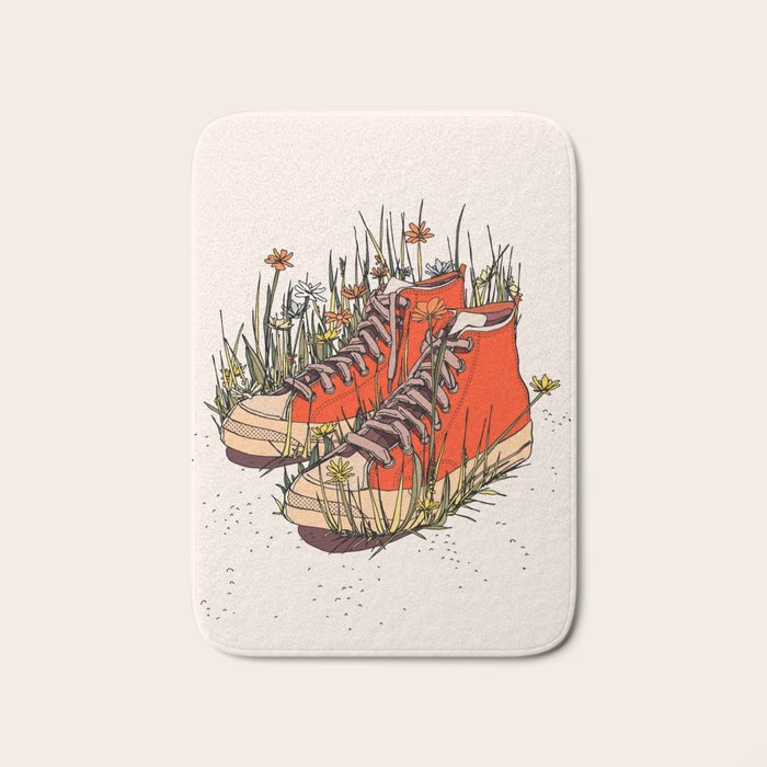 Sneakers Wildflowers Bath Mat Gallery Image 1