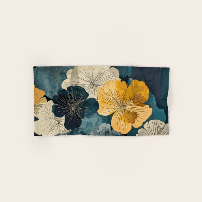 Floral Navy Honey Bath Towel Gallery Image 1