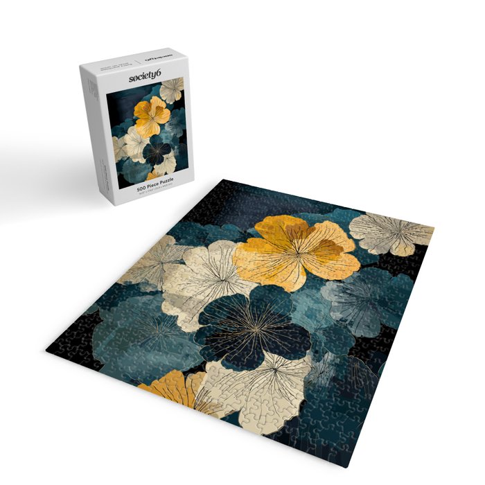 Floral Navy Honey Jigsaw Puzzle Gallery Image 2