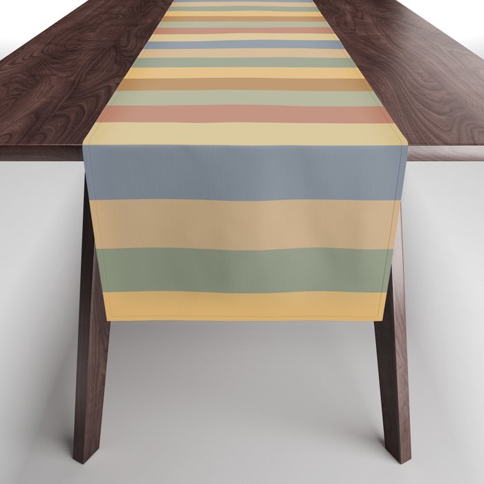 Mixed Stripes Pattern XXI Pastel Vintage Table Runner Gallery Image 1