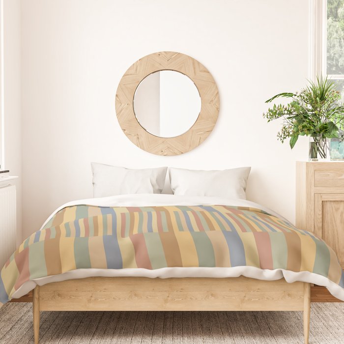 Mixed Stripes Pattern XXI Pastel Vintage Duvet Cover Gallery Image 3