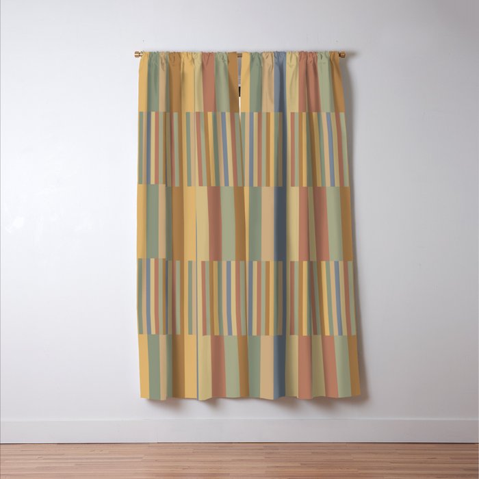 Mixed Stripes Pattern XXI Pastel Vintage Window Curtain Gallery Image 3