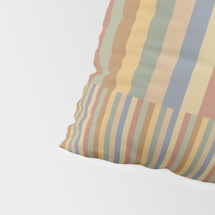 Mixed Stripes Pattern XXI Pastel Vintage Pillow Sham Gallery Image 4