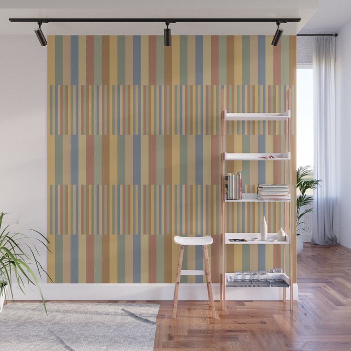 Mixed Stripes Pattern XXI Pastel Vintage Wall Mural Gallery Image 1