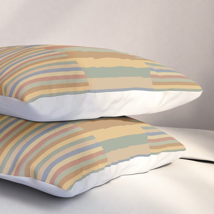 Mixed Stripes Pattern XXI Pastel Vintage Pillow Sham Gallery Image 3