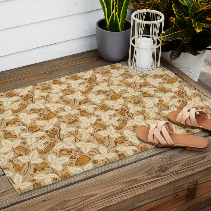 Summer Camping - Gold and cream Outdoor Rug Gallery Image 2