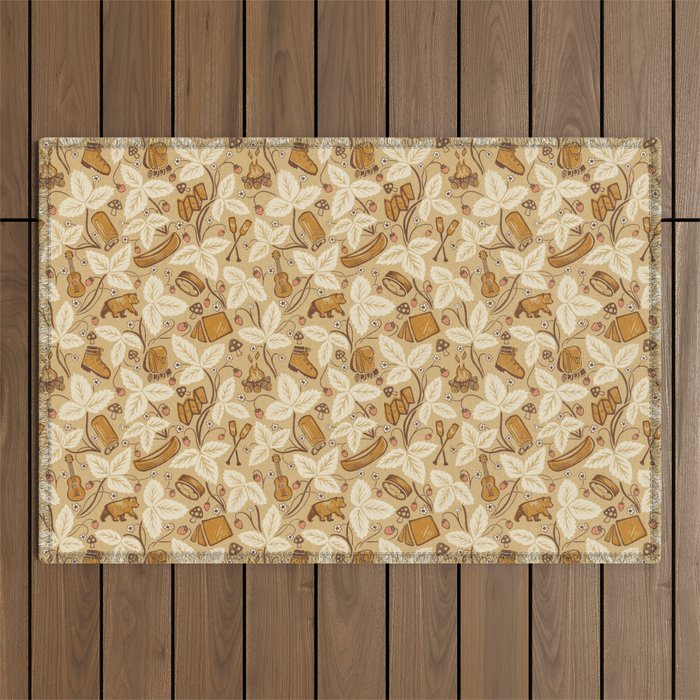 Summer Camping - Gold and cream Outdoor Rug Gallery Image 1