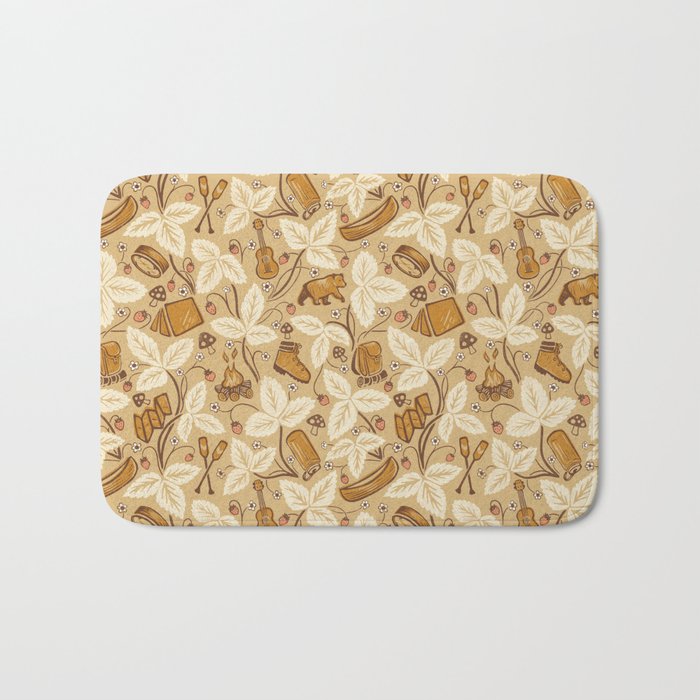 Summer Camping - Gold and cream Bath Mat Gallery Image 1