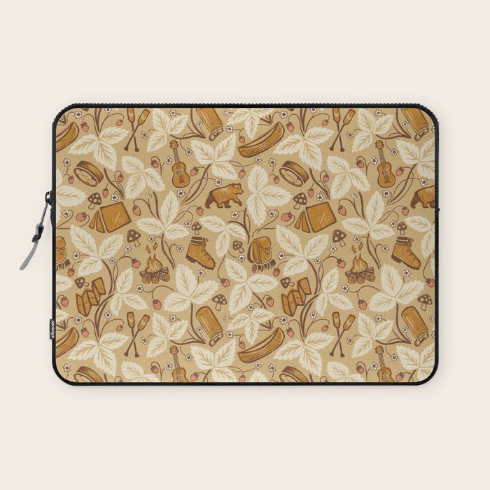 Summer Camping - Gold and cream Laptop Sleeve Gallery Image 1