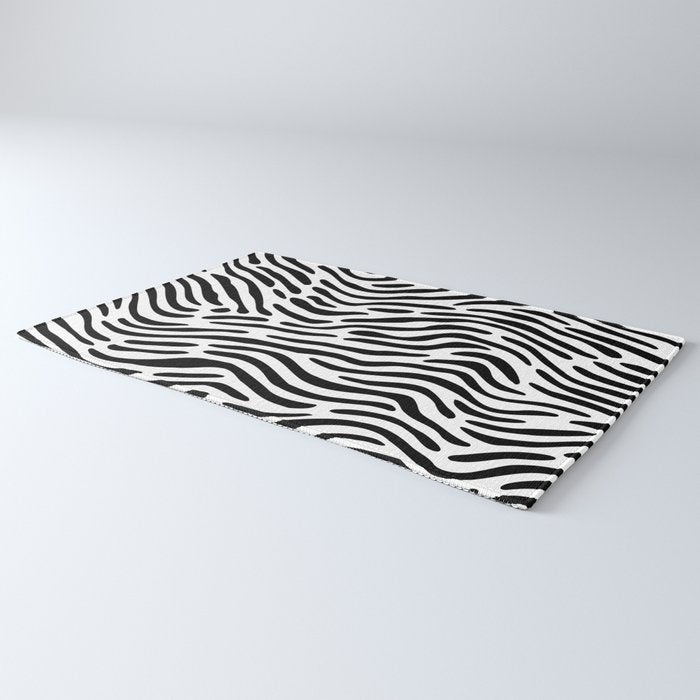 Black and white zebra stripe print art pattern Rug Gallery Image 3