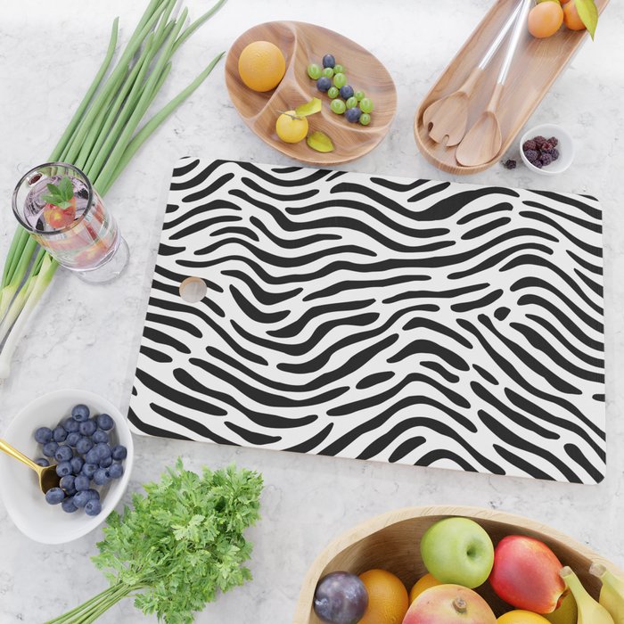 Black and white zebra stripe print art pattern Cutting Board Gallery Image 2