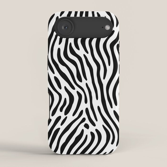 Black and white zebra stripe print art pattern iPhone Case Gallery Image 2