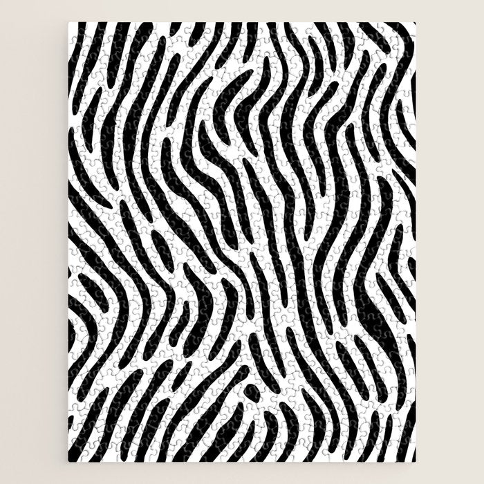 Black and white zebra stripe print art pattern Jigsaw Puzzle Gallery Image 1