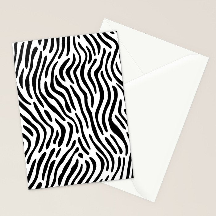 Black and white zebra stripe print art pattern Stationery Card Gallery Image 2