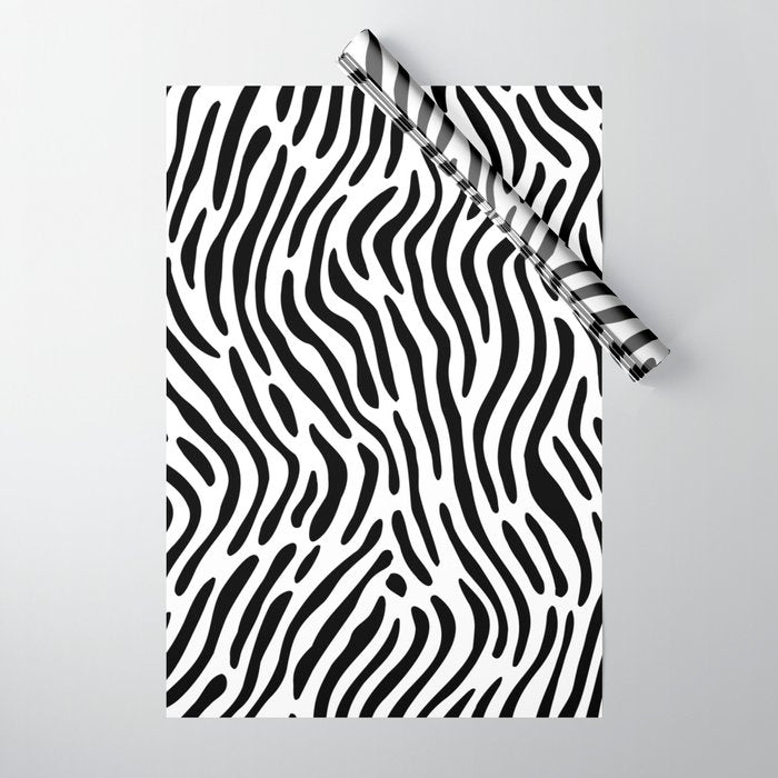 Black and white zebra stripe print art pattern Wrapping Paper Gallery Image 1