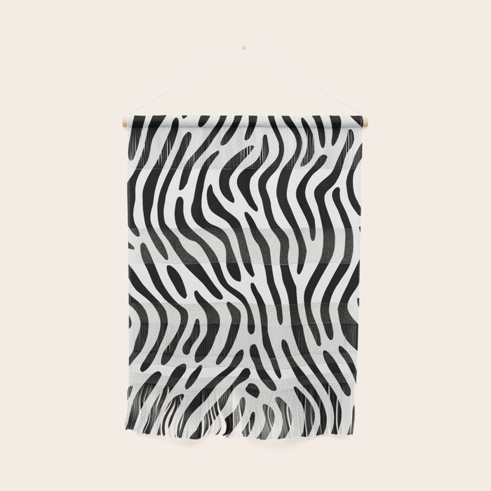 Black and white zebra stripe print art pattern Wall Hanging Gallery Image 1