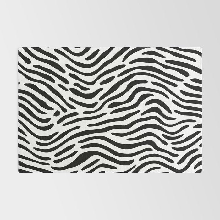 Black and white zebra stripe print art pattern Rug Gallery Image 2