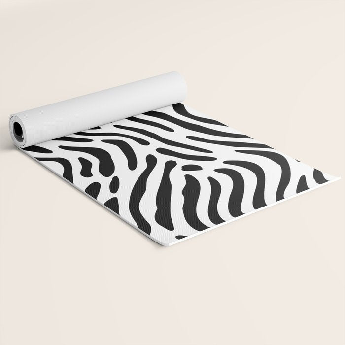 Black and white zebra stripe print art pattern Yoga Mat Gallery Image 2
