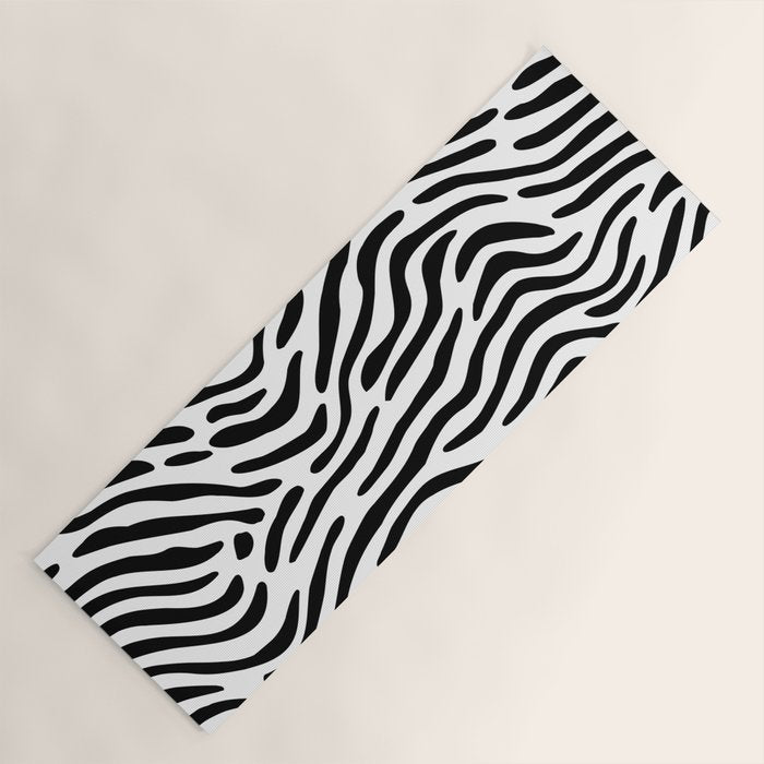Black and white zebra stripe print art pattern Yoga Mat Gallery Image 1