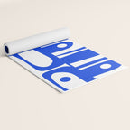 Mid Century Modern Piquet Multi Abstract Geometric Pattern Royal Blue and White Yoga Mat Gallery Image 2