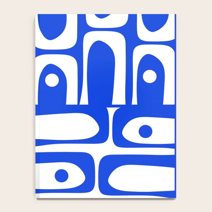 Mid Century Modern Piquet Multi Abstract Geometric Pattern Royal Blue and White Notebook Gallery Image 4