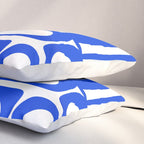 Mid Century Modern Piquet Multi Abstract Geometric Pattern Royal Blue and White Pillow Sham Gallery Image 3