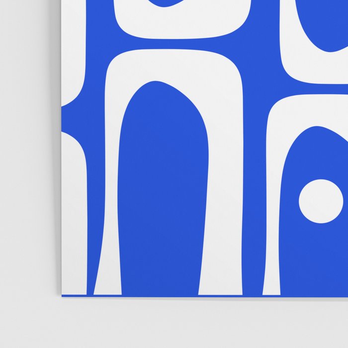 Mid Century Modern Piquet Multi Abstract Geometric Pattern Royal Blue and White Poster Gallery Image 3