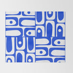 Mid Century Modern Piquet Multi Abstract Geometric Pattern Royal Blue and White Throw Blanket Gallery Image 2