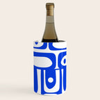 Mid Century Modern Piquet Multi Abstract Geometric Pattern Royal Blue and White Wine Chiller Gallery Image 2