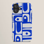 Mid Century Modern Piquet Multi Abstract Geometric Pattern Royal Blue and White iPhone Case Gallery Image 10