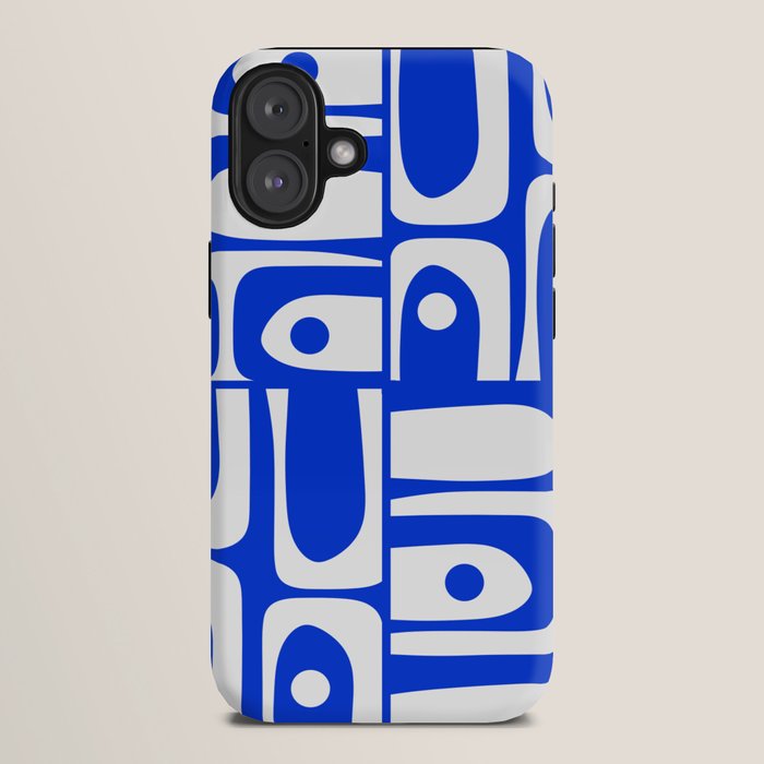 Mid Century Modern Piquet Multi Abstract Geometric Pattern Royal Blue and White iPhone Case Gallery Image 10