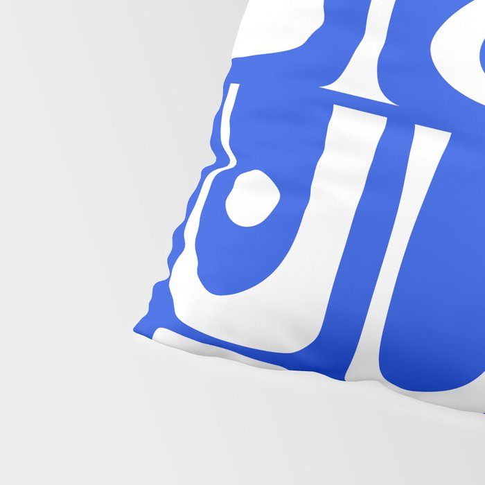 Mid Century Modern Piquet Multi Abstract Geometric Pattern Royal Blue and White Pillow Sham Gallery Image 4