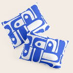Mid Century Modern Piquet Multi Abstract Geometric Pattern Royal Blue and White Pillow Sham Gallery Image 3