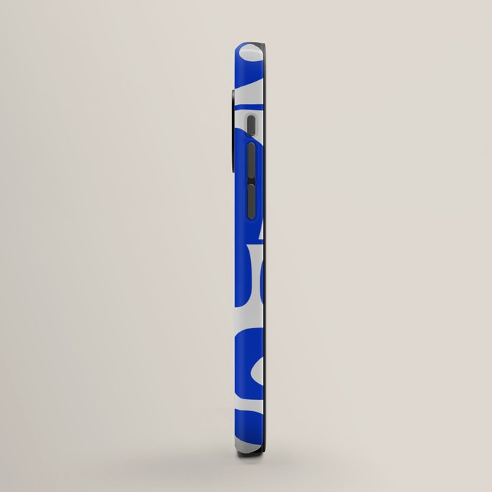 Mid Century Modern Piquet Multi Abstract Geometric Pattern Royal Blue and White iPhone Case Gallery Image 2