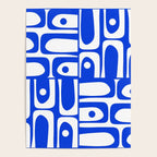 Mid Century Modern Piquet Multi Abstract Geometric Pattern Royal Blue and White Poster Gallery Image 4