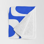 Mid Century Modern Piquet Multi Abstract Geometric Pattern Royal Blue and White Throw Blanket Gallery Image 3