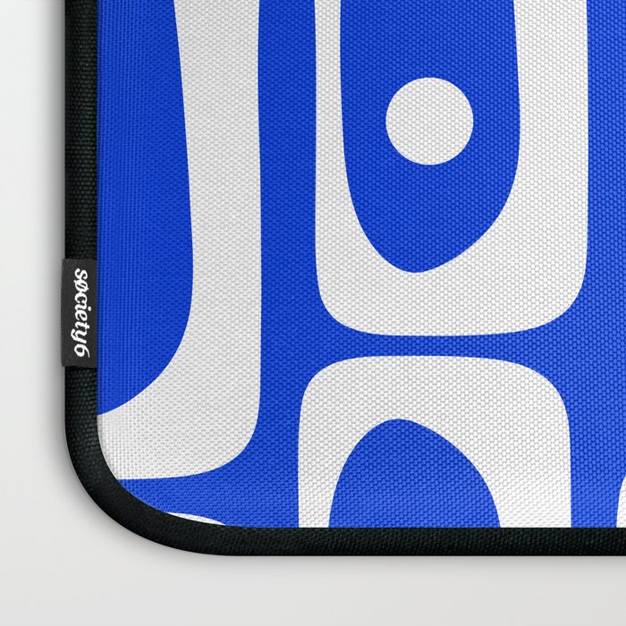 Mid Century Modern Piquet Multi Abstract Geometric Pattern Royal Blue and White Laptop Sleeve Gallery Image 3