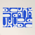 Mid Century Modern Piquet Multi Abstract Geometric Pattern Royal Blue and White Welcome Mat Gallery Image 1