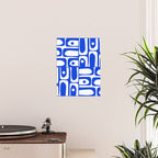 Mid Century Modern Piquet Multi Abstract Geometric Pattern Royal Blue and White Poster Gallery Image 2