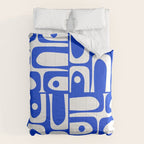 Mid Century Modern Piquet Multi Abstract Geometric Pattern Royal Blue and White Comforter Gallery Image 6