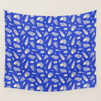 Vintage blue sea shell summer art pattern Wall Tapestry Gallery Image 4