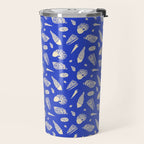 Vintage blue sea shell summer art pattern Travel Mug Gallery Image 2