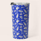 Vintage blue sea shell summer art pattern Travel Mug Gallery Image 3
