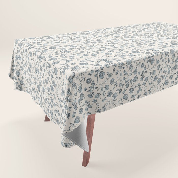 Florals and Pomegranates - Blue Navy Tablecloth Gallery Image 1