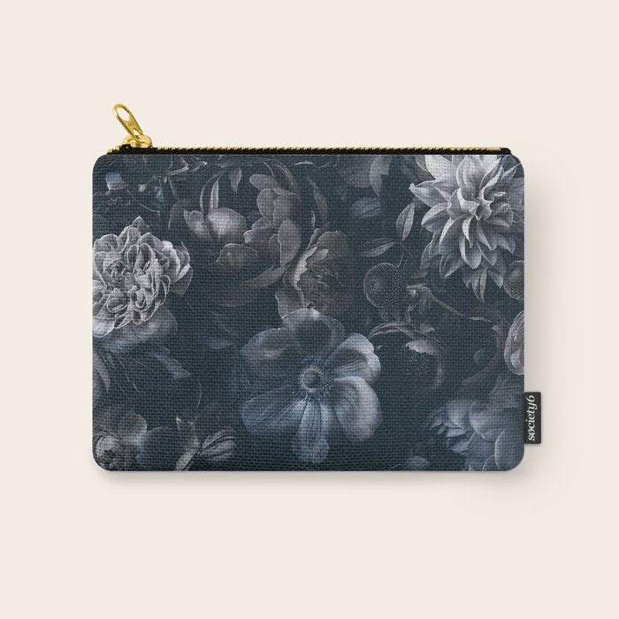 Midnight Blue Lush Moody Flowers Baroque Grandeur Carry All Pouch Gallery Image 1