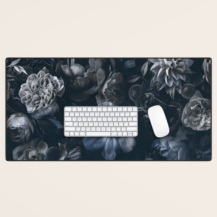 Midnight Blue Lush Moody Flowers Baroque Grandeur Desk Mat Gallery Image 1